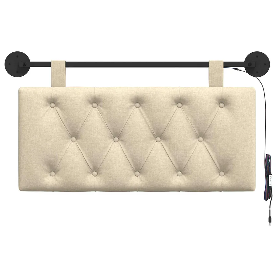 Tête de lit suspendue Avec lumière LED Crème Tissu - 6