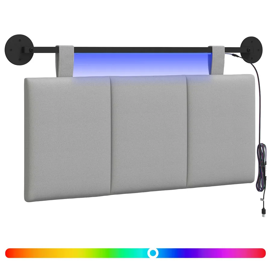 Tête de lit suspendue Avec lumière LED Gris nuage Tissu - 2