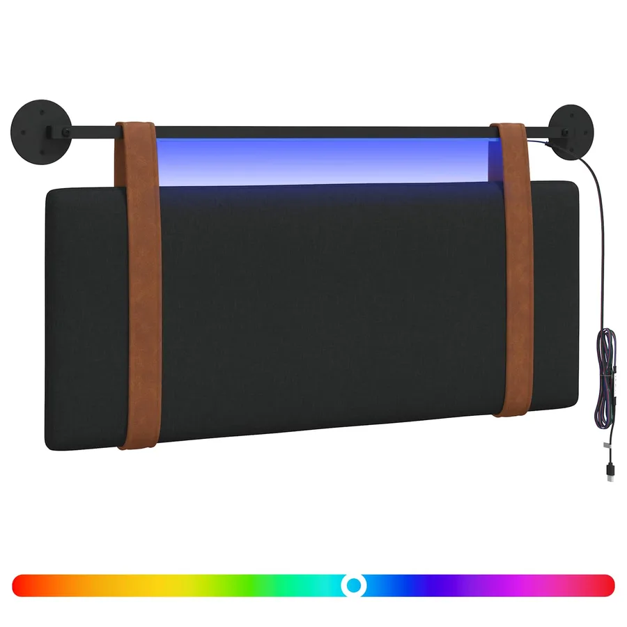 Tête de lit suspendue Avec lumière LED Noir PU antique - 2