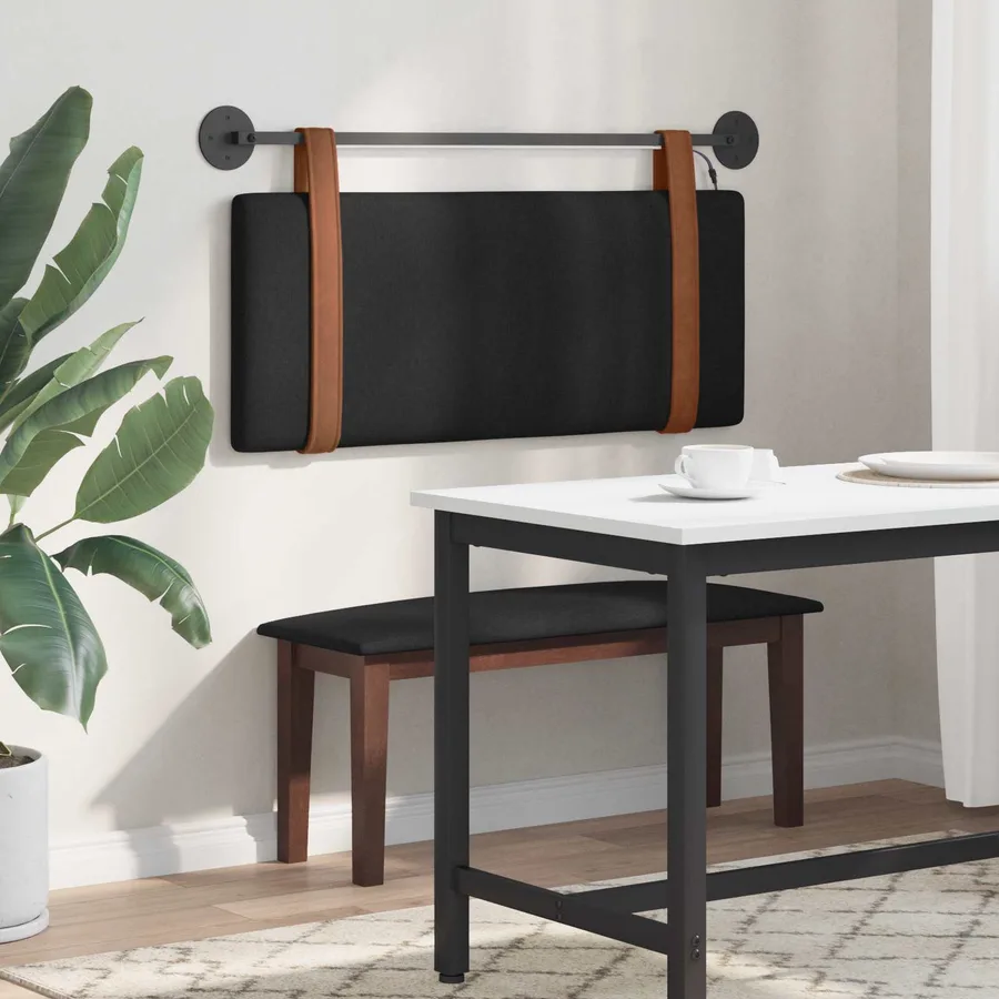 Tête de lit suspendue Avec lumière LED Noir PU antique - 4