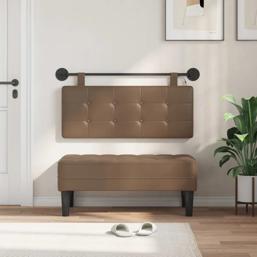 Tête de lit suspendue Avec lumière LED Cappuccino Simili cuir - 3