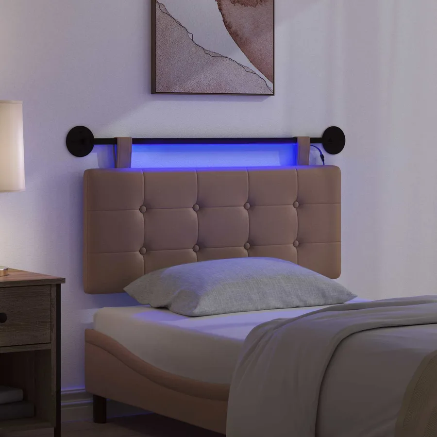 Tête de lit suspendue Avec lumière LED Cappuccino Simili cuir - 5