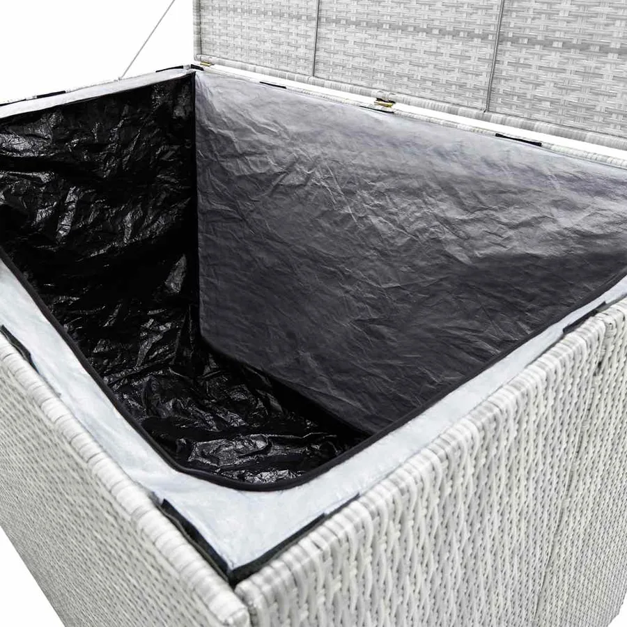 Boîte de rangement de jardin gris clair 150x100x100 cm rotin - 6