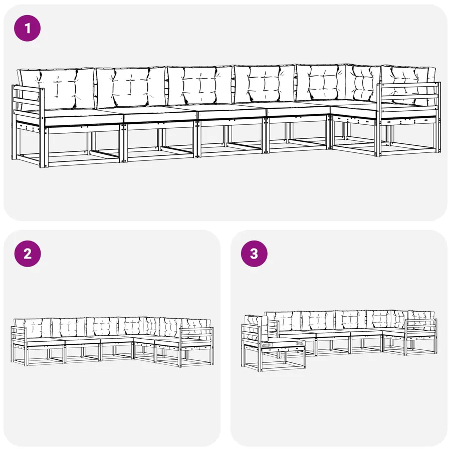 Ensemble de canapés d'extérieur 4 pcs Blanc et Beige Polyester - 7