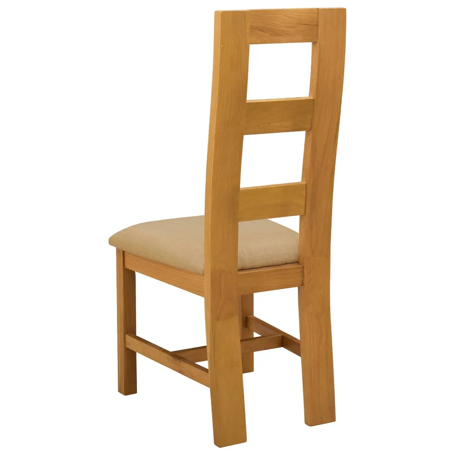 Chaise de salle à manger 2 pcs Bois de chêne massif Beige - 5