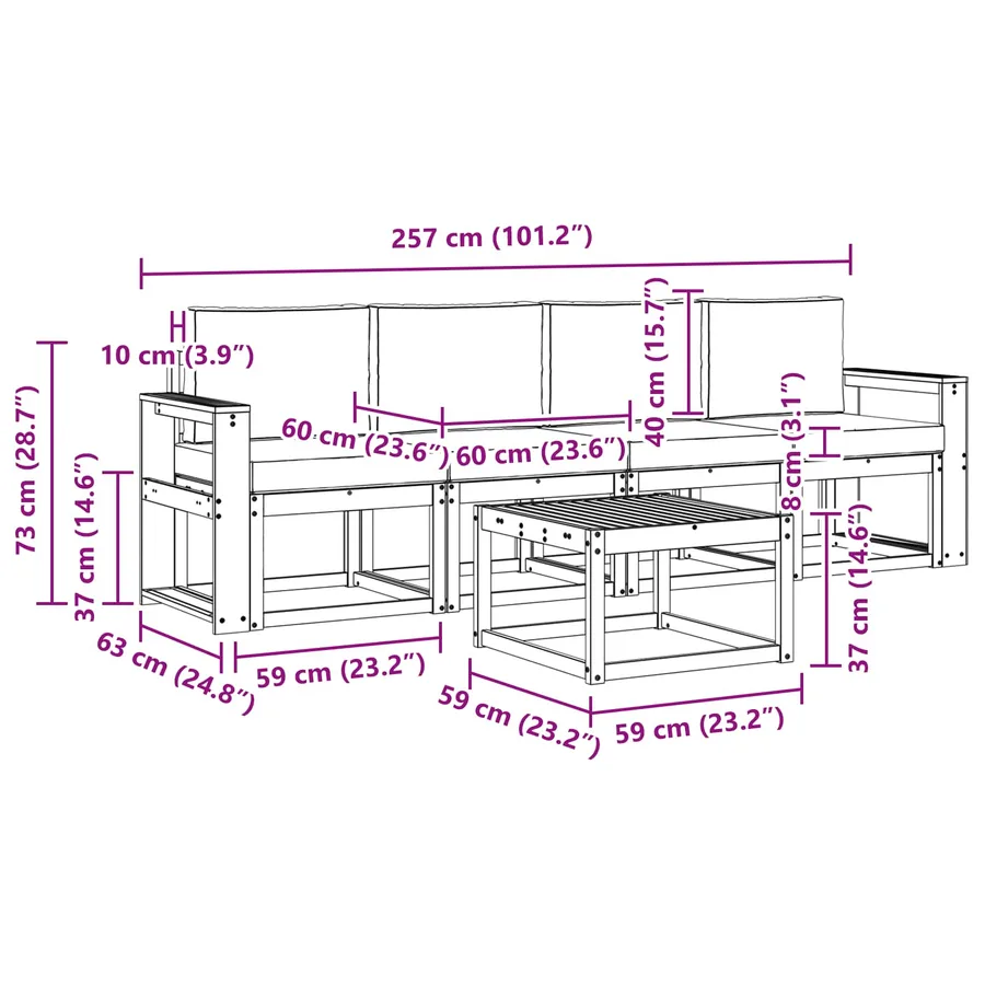 Ensemble de canapés d'extérieur 5 pcs Blanc et anthracite - 6
