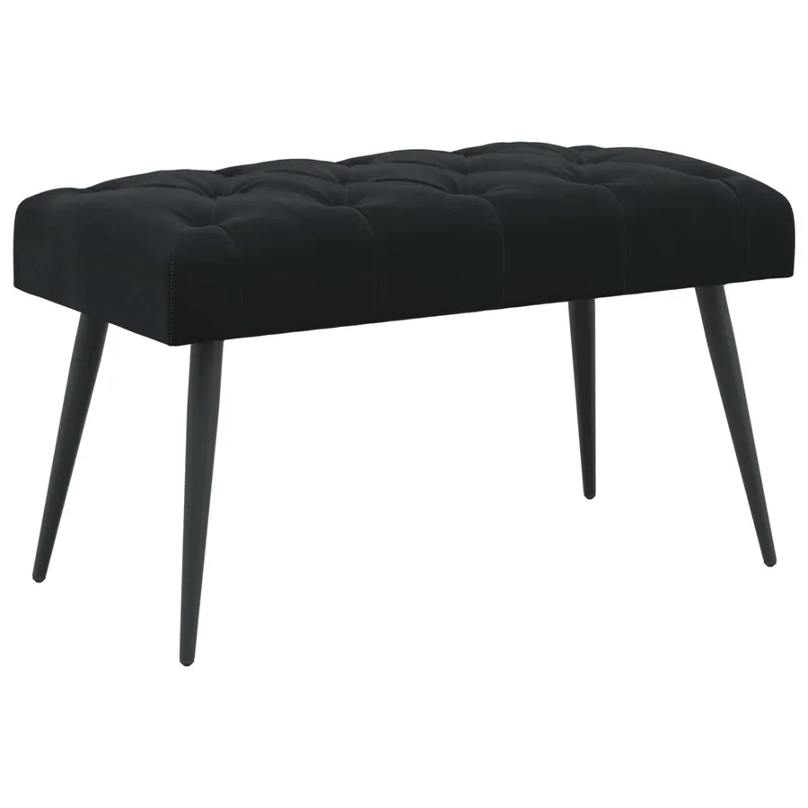 Banc avec capitonnage bouton Noir 80 x 40 x 46 cm Velours - 2