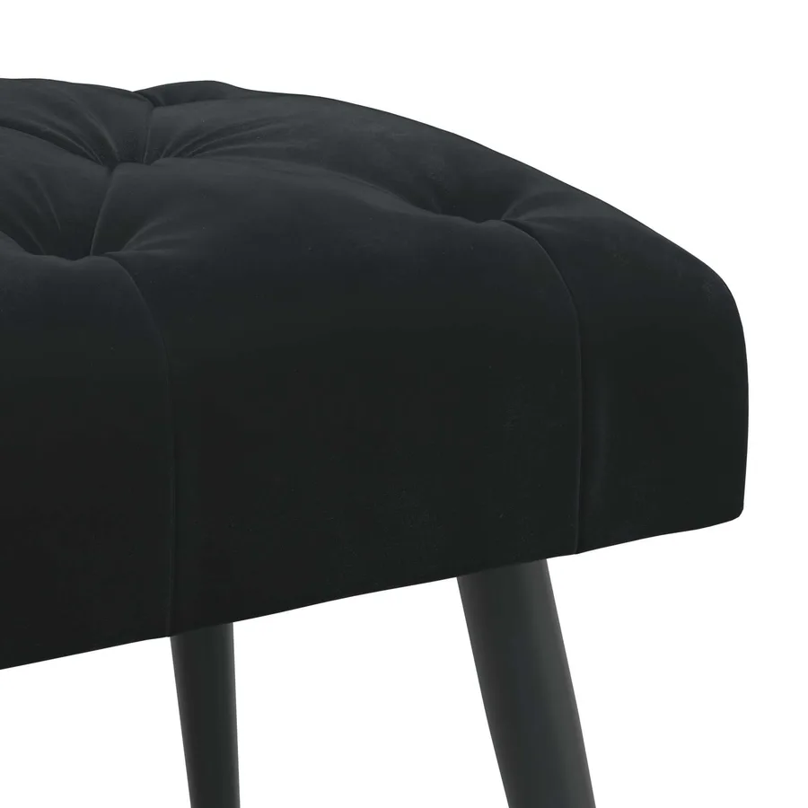 Banc avec capitonnage bouton Noir 80 x 40 x 46 cm Velours - 6