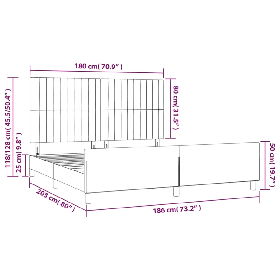 Cadre de lit sans matelas gris clair 180x200 cm tissu - 14