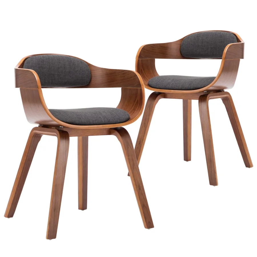 Chaises à manger lot de 2 gris foncé tissu et bois courbé - 2