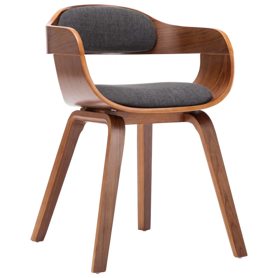Chaises à manger lot de 2 gris foncé tissu et bois courbé - 3