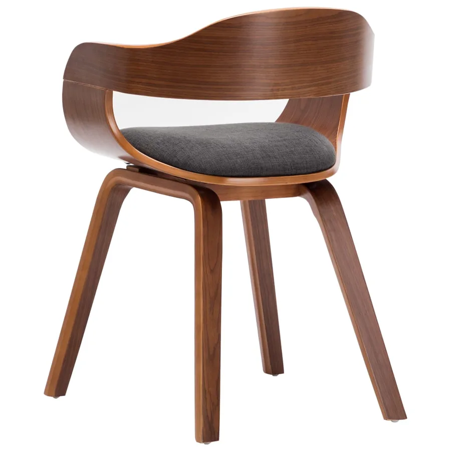 Chaises à manger lot de 2 gris foncé tissu et bois courbé - 6