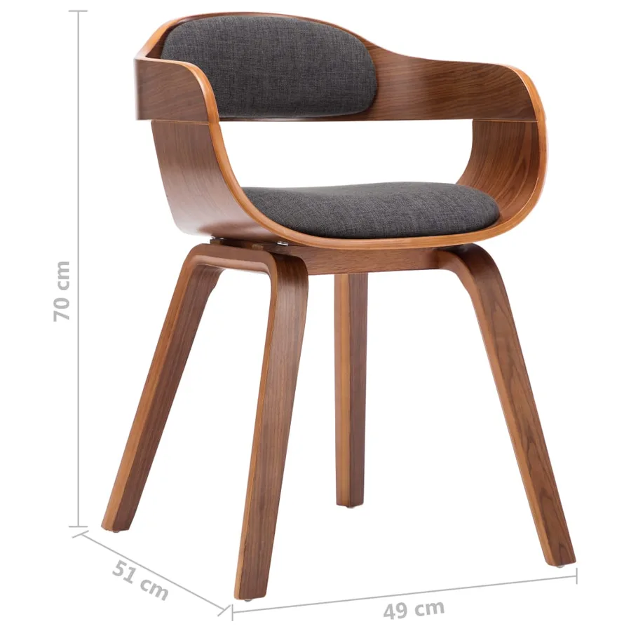Chaises à manger lot de 2 gris foncé tissu et bois courbé - 8
