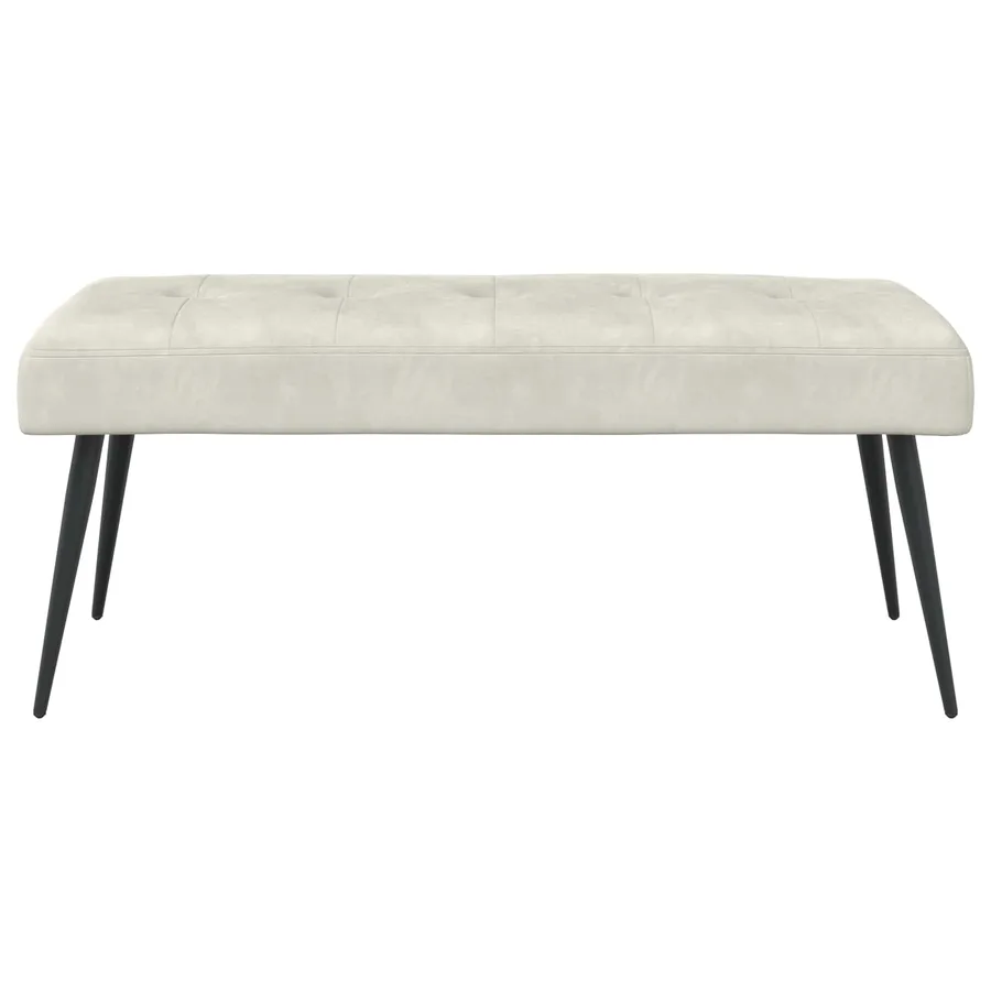 Banc avec capitonnage bouton Crème 110 x 40 x 46 cm Velours - 5