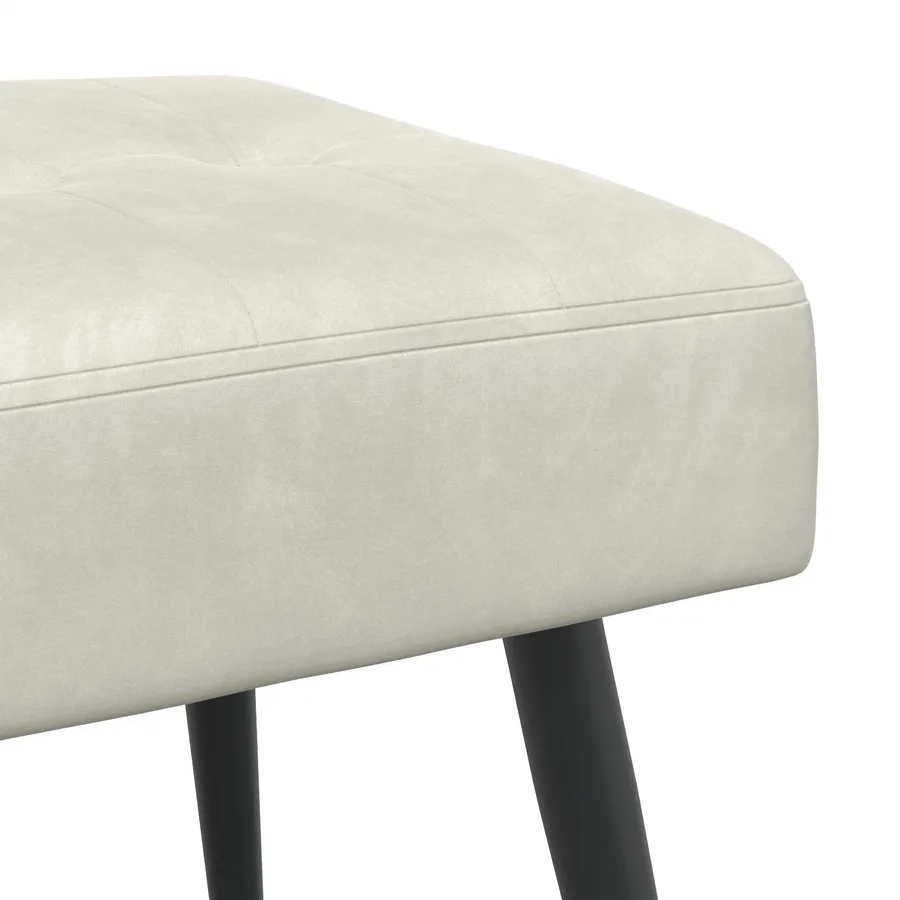 Banc avec capitonnage bouton Crème 110 x 40 x 46 cm Velours - 6