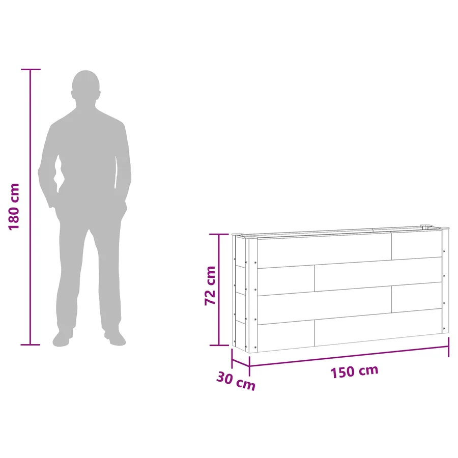 Jardinière surélevée Marron 150 x 30 x 72 cm - 7