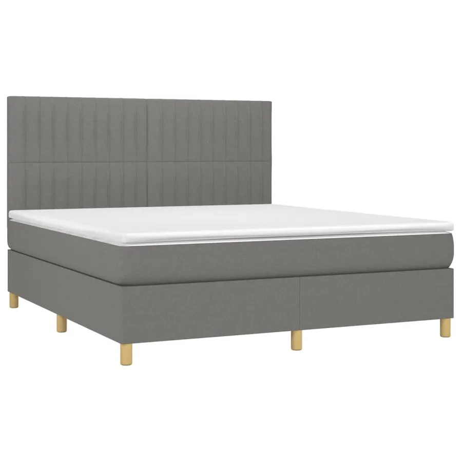 Sommier à lattes de lit et matelas et LED Gris foncé 180x200 cm - 3