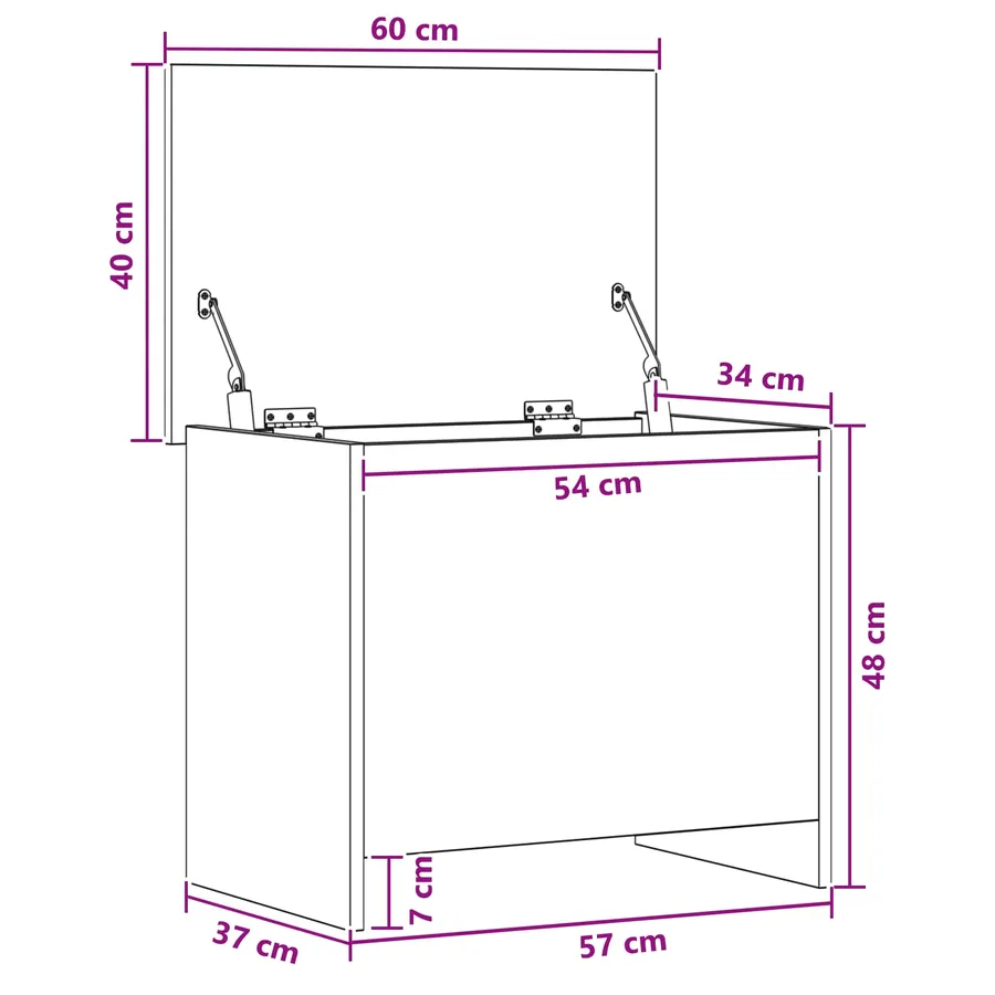 Coffre de rangement avec stockage Chêne noir 60 x 40 x 50 cm - 9