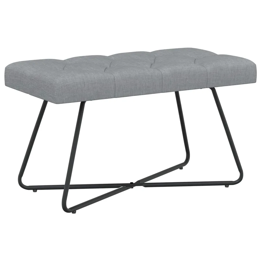 Banc avec capitonnage bouton Gris clair 80 x 40 x 46 cm Tissu - 2