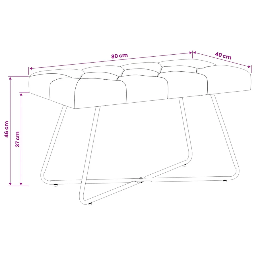Banc avec capitonnage bouton Gris clair 80 x 40 x 46 cm Tissu - 9