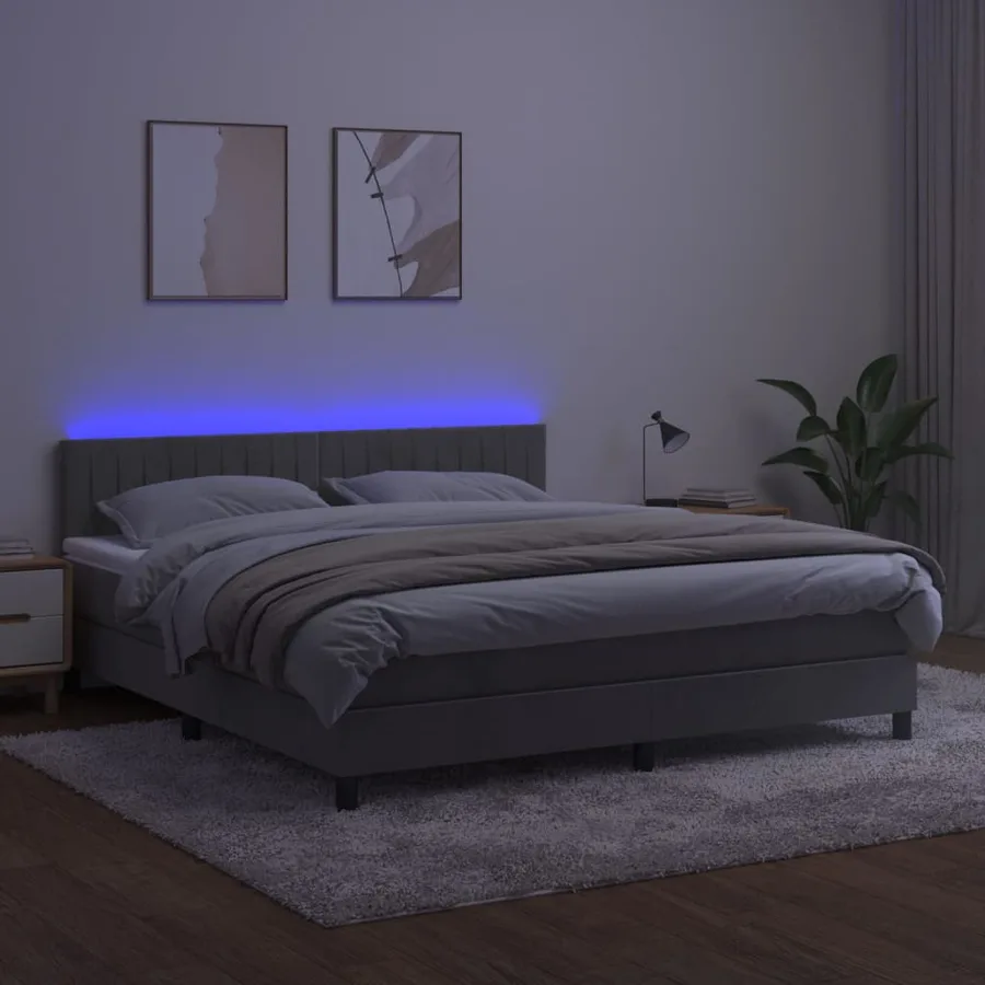 Sommier à lattes de lit avec matelas LED Gris clair 180x200 cm - 4
