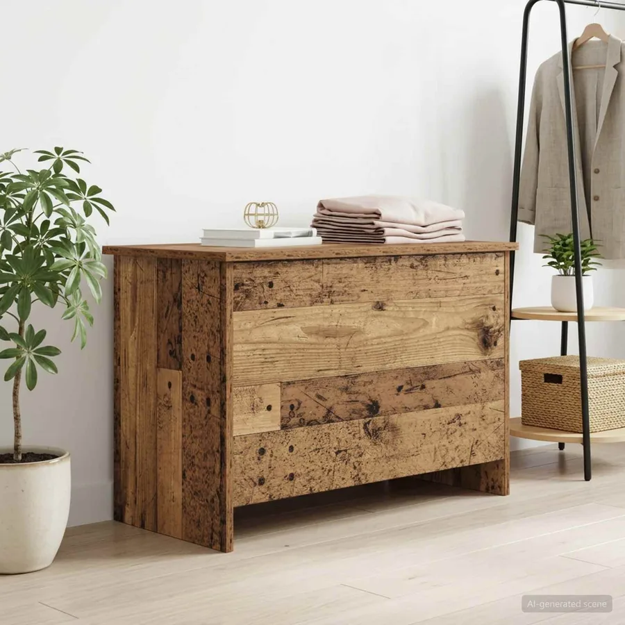Coffre de rangement avec stockage Bois ancien 80 x 40 x 50 cm - 4