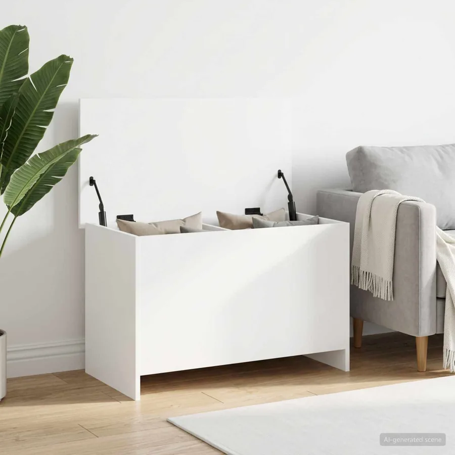 Coffre de rangement Blanc 80 x 40 x 50 cm Bois d'ingénierie