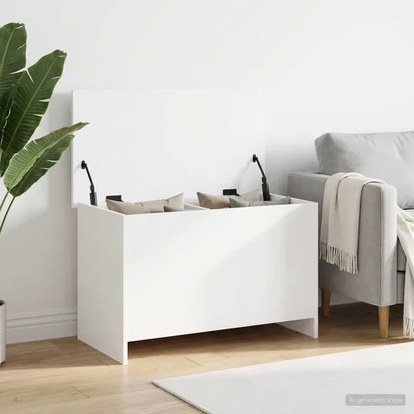 Coffre de rangement Blanc 80 x 40 x 50 cm Bois d'ingénierie