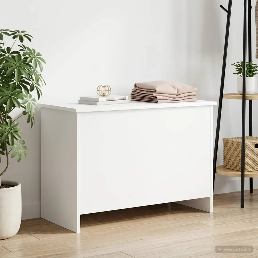 Coffre de rangement Blanc 80 x 40 x 50 cm Bois d'ingénierie - 4