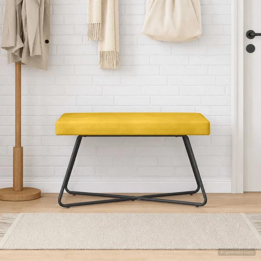 banc Jaune 80 x 40 x 45 cm Velours