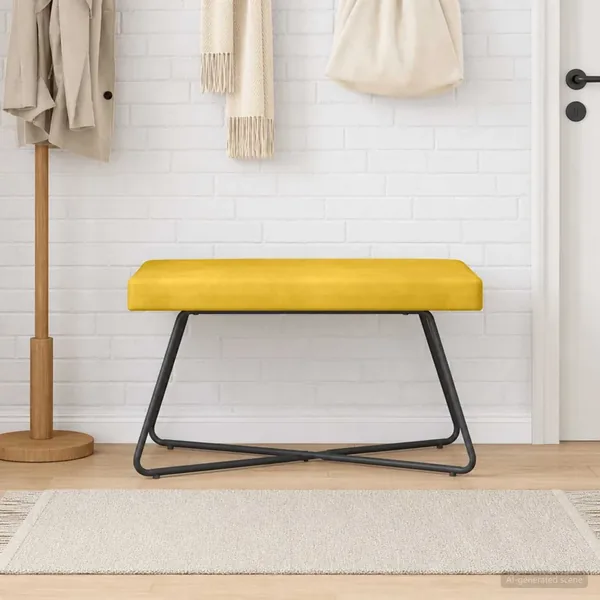 banc Jaune 80 x 40 x 45 cm Velours