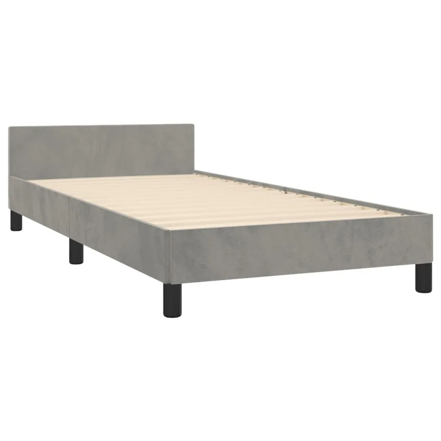 Cadre de lit sans matelas gris clair 90x200 cm velours - 5
