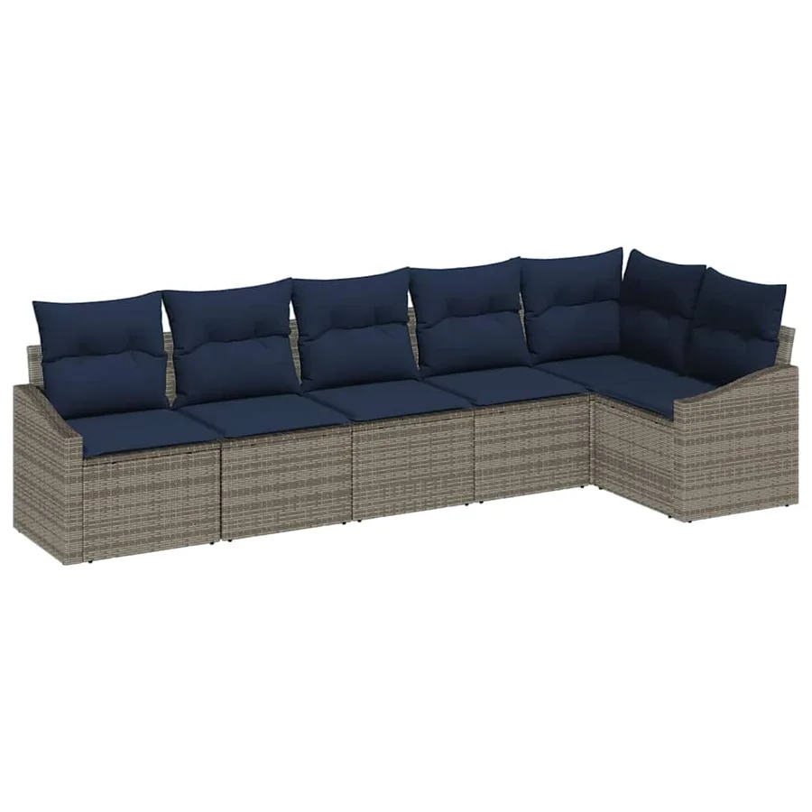 Ensemble de canapé de jardin 6 pcs Gris et bleu marine - 2