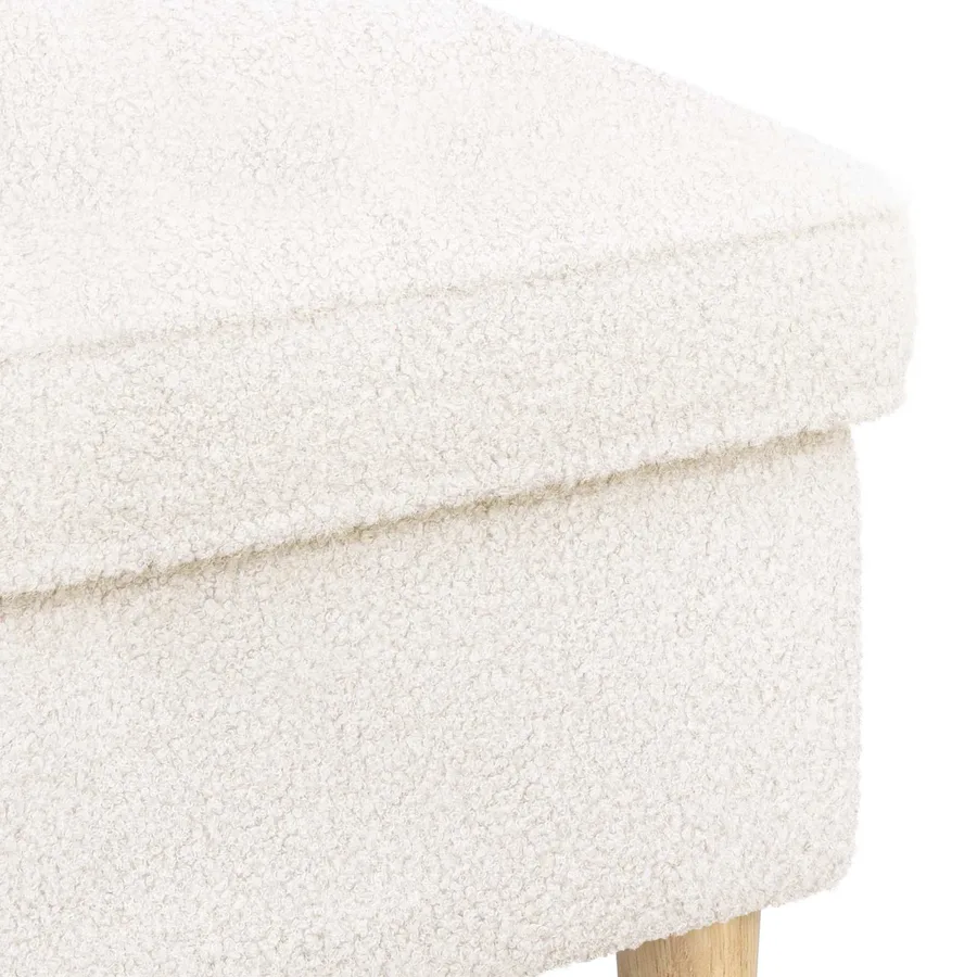 Pouf Crème 55 x 35 x 41 cm Bouclé - 5