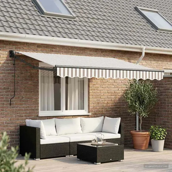 Auvent rétractable Gris clair et blanc 2,5 x 2 m