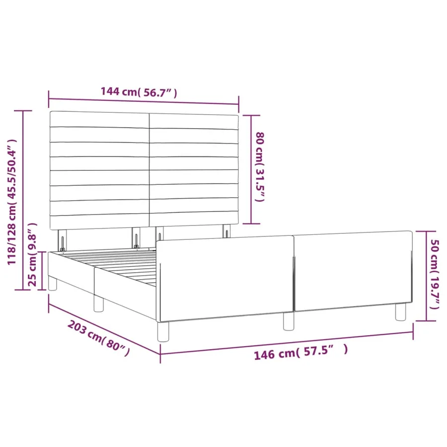 Cadre de lit sans matelas bleu 140x200 cm tissu - 14