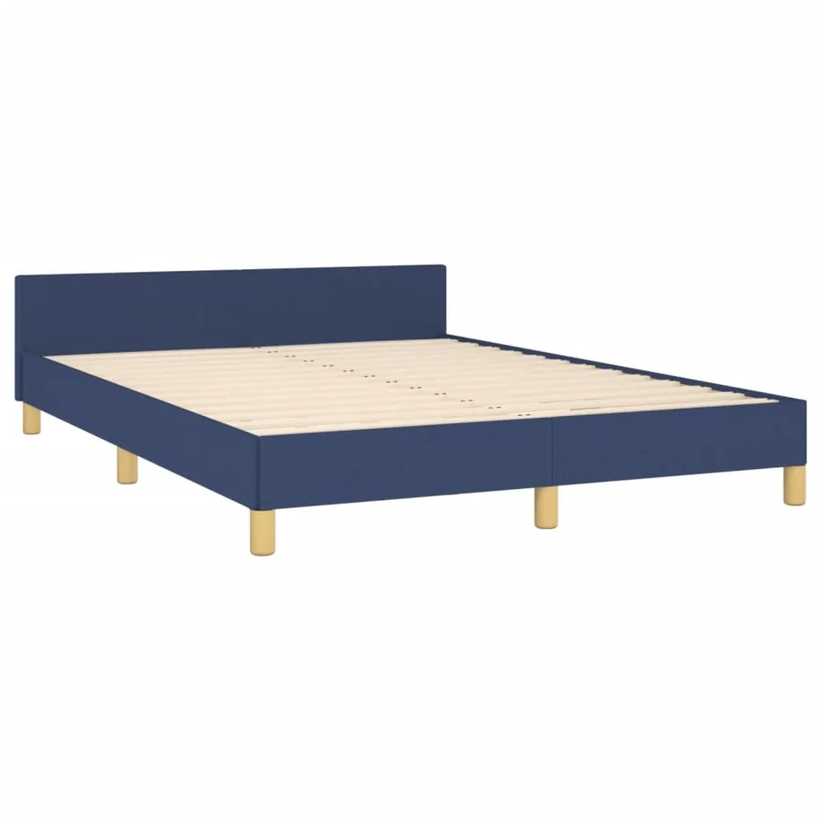 Cadre de lit sans matelas bleu 140x200 cm tissu - 5
