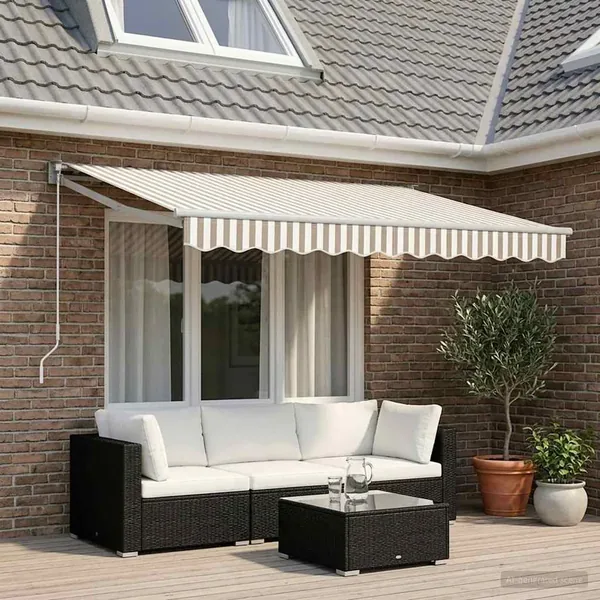 Auvent rétractable Gris clair et blanc 3,5 x 2 m