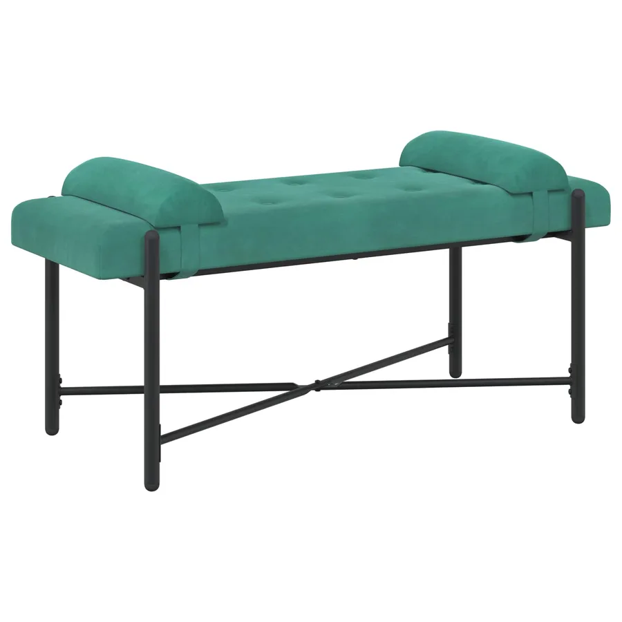 Banc capitonné à boutons avec coussins Turquoise Velours - 2