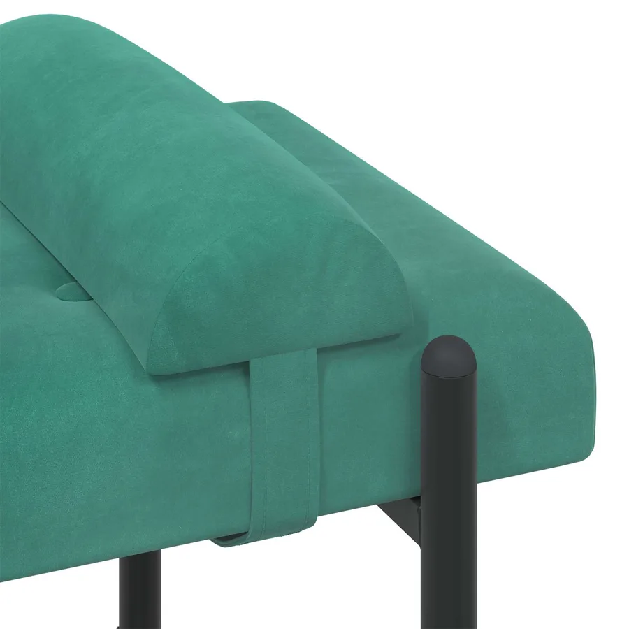 Banc capitonné à boutons avec coussins Turquoise Velours - 7