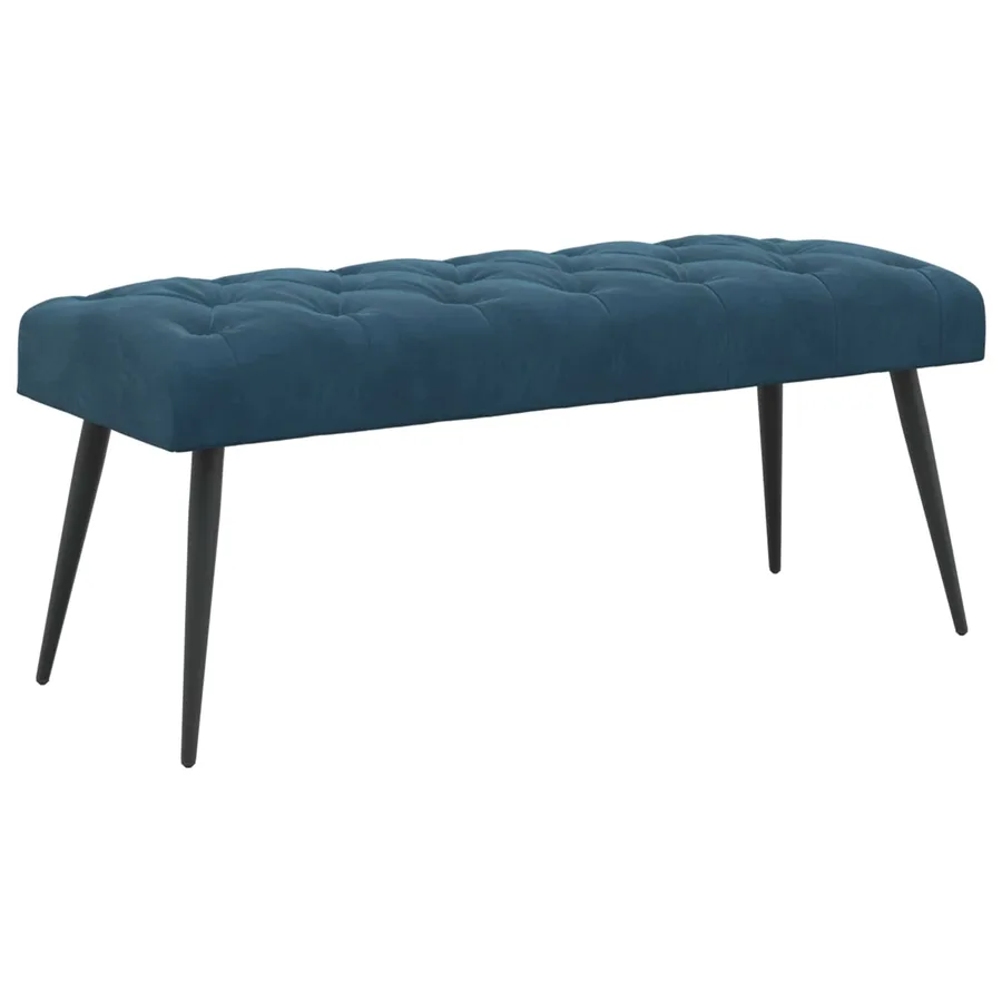 Banc avec capitonnage bouton Bleu 110 x 40 x 46 cm Velours - 2