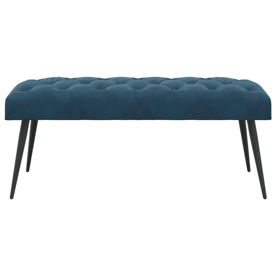 Banc avec capitonnage bouton Bleu 110 x 40 x 46 cm Velours - 5