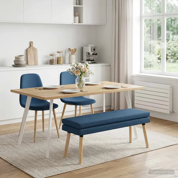 Banc à double couche Bleu 110 x 40 x 47 cm Tissu