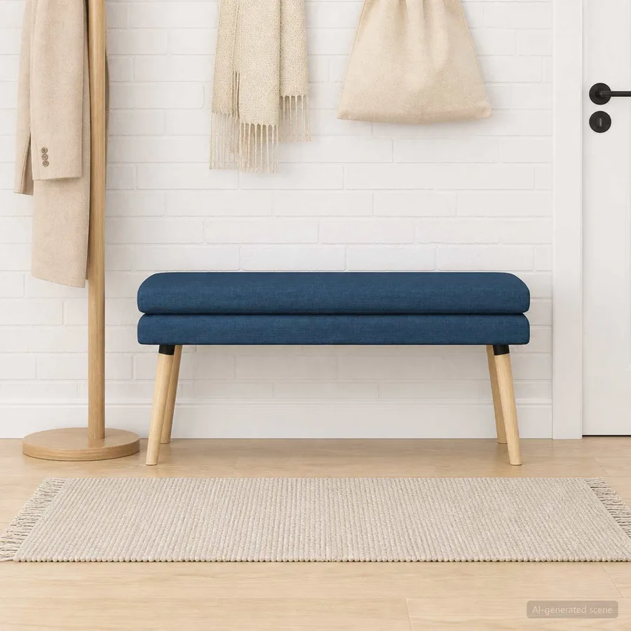 Banc à double couche Bleu 110 x 40 x 47 cm Tissu - 3