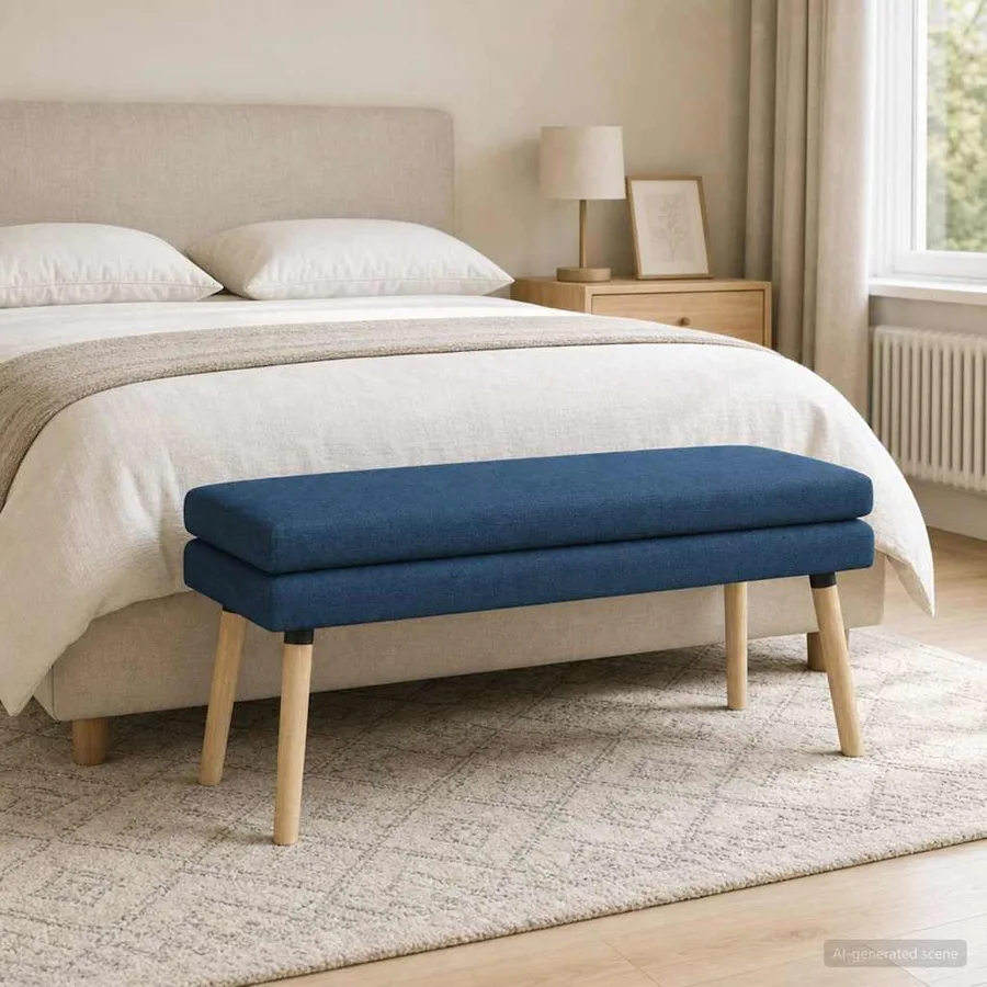 Banc à double couche Bleu 110 x 40 x 47 cm Tissu - 4