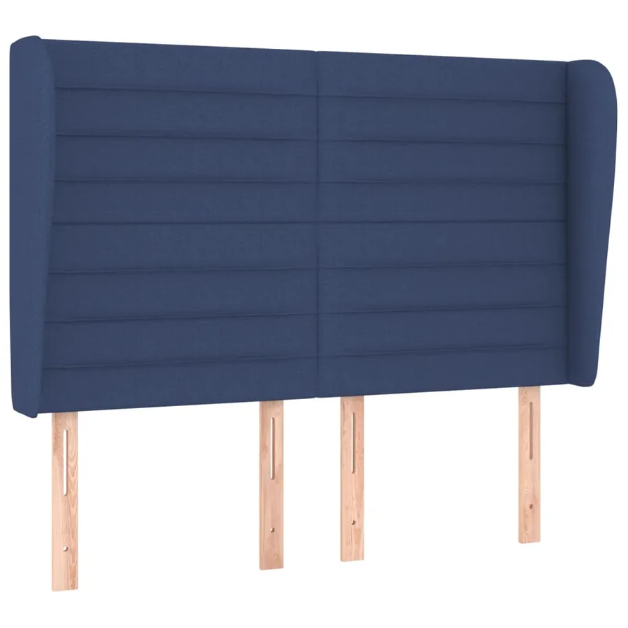 Tête de lit avec oreilles Bleu 147x23x118/128 cm Tissu - 2