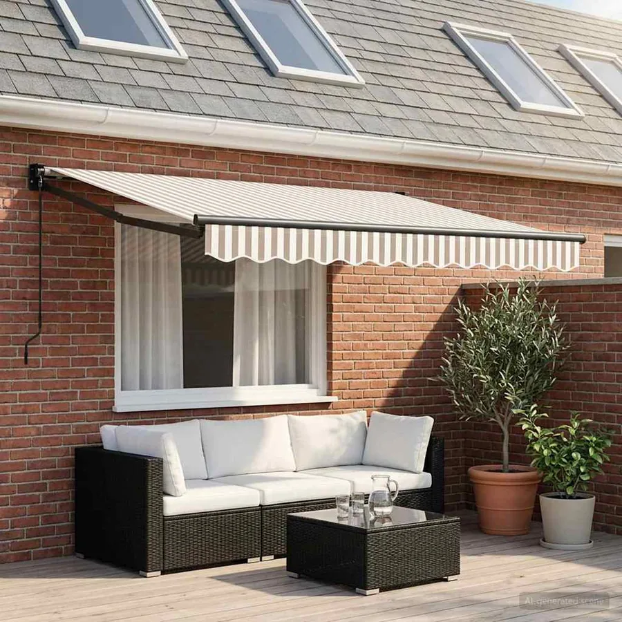 Auvent rétractable Gris clair et blanc 3,5 x 2,5 m