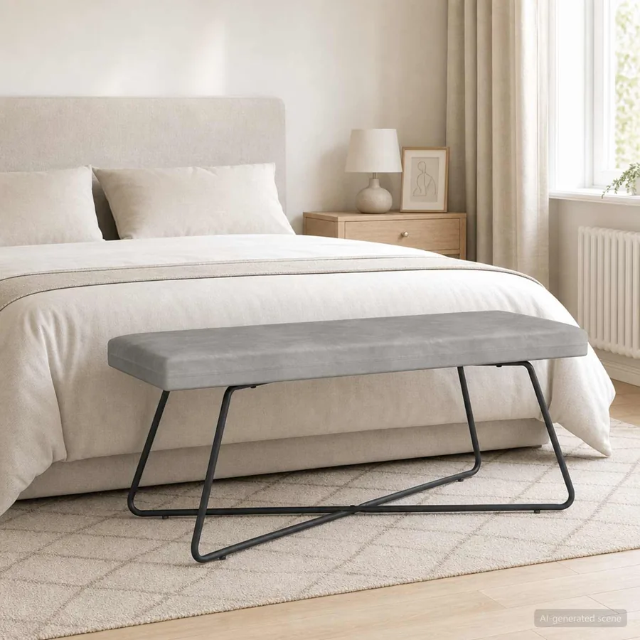 banc Gris clair 110 x 40 x 45 cm Velours