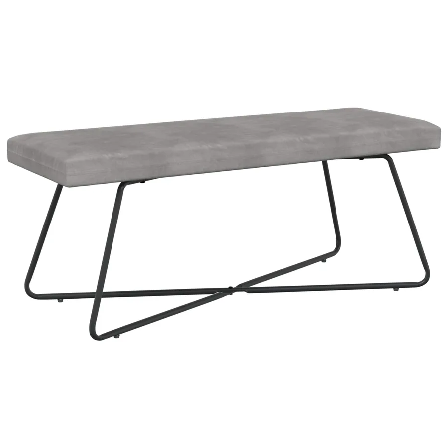 banc Gris clair 110 x 40 x 45 cm Velours - 2