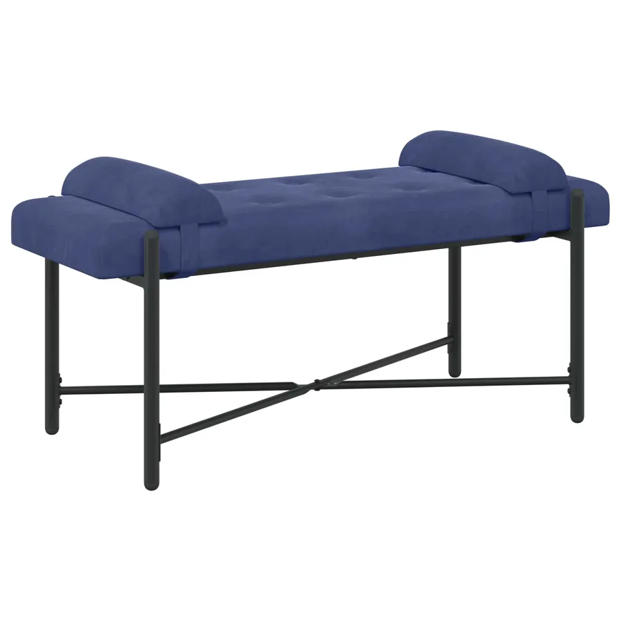 Banc capitonné à boutons avec coussins Bleu police Velours - 2